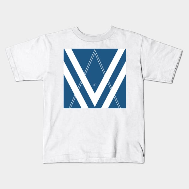 Blue V 2 #blue #white #abstract #artdeco #minimal #art #design #kirovair #buyart #decor #home Kids T-Shirt by Kirovair